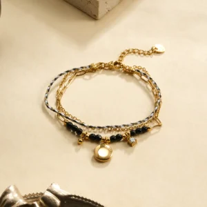 Bracelet multi-chaînes charms Noir