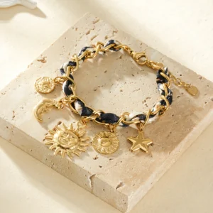 Bracelet charms Soleil & Étoiles
