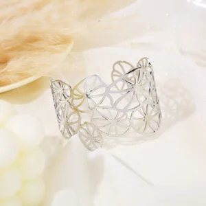 La Manchette Motif Floral Argenté